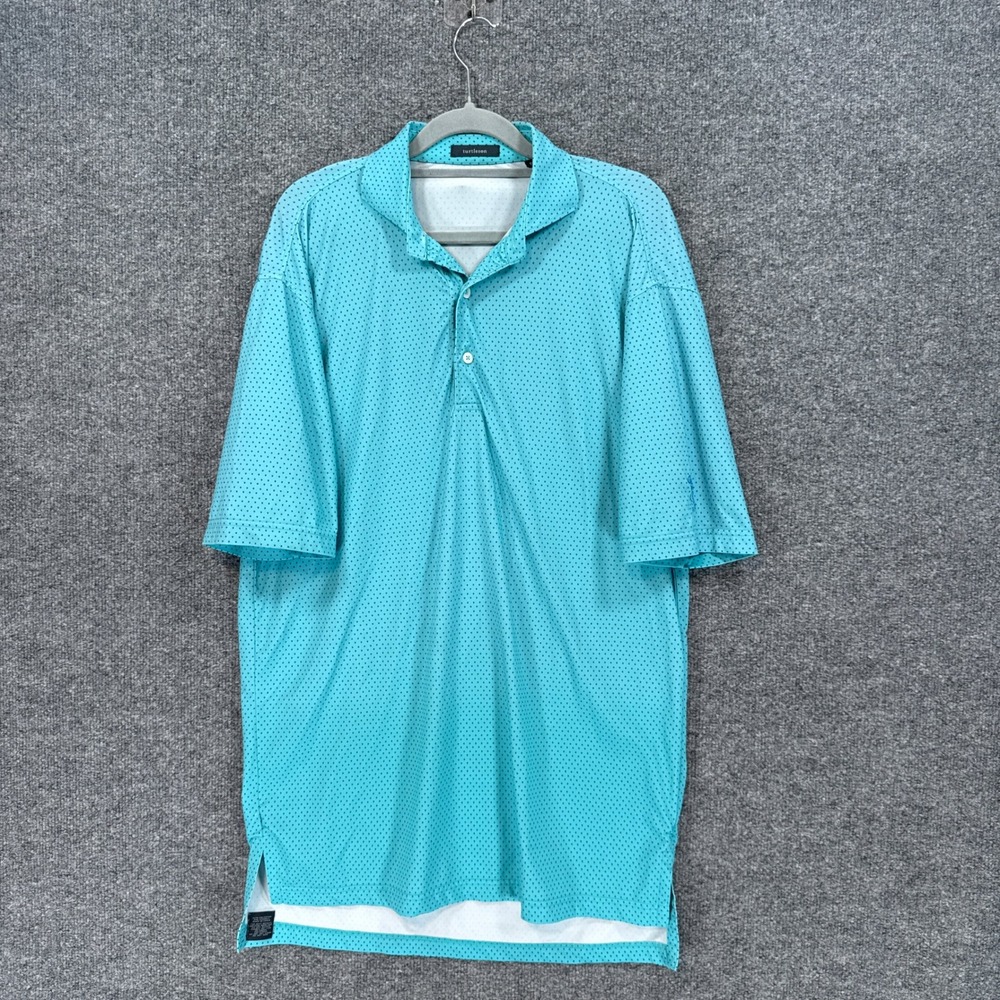 Turtleson Polo Shirt Mens Small Blue Geometric Performance Golf Activewear